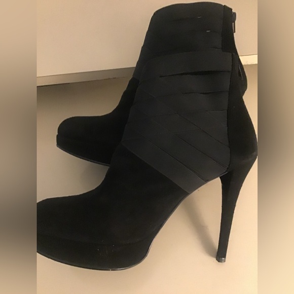 Stuart Weitzman women black suede platform heel boots US 10 - Picture 10 of 10